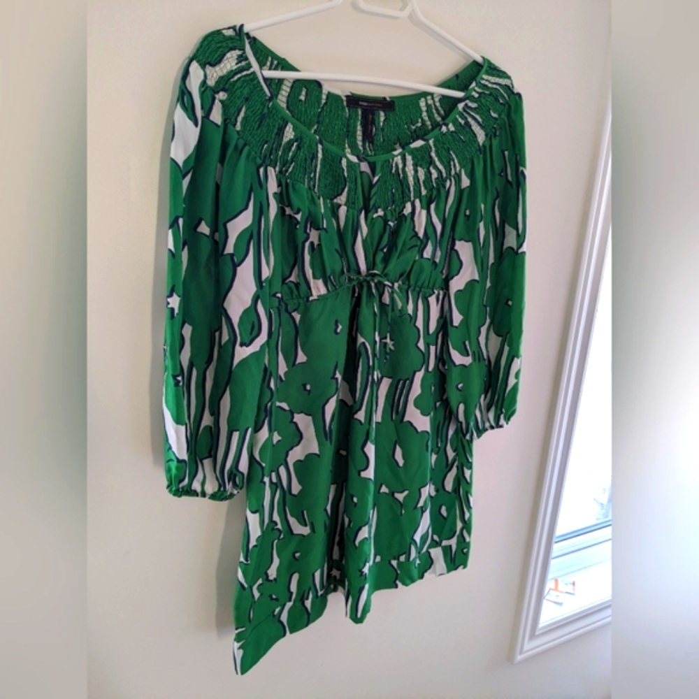 BCBGMaxAzria Green and White Mini Dress